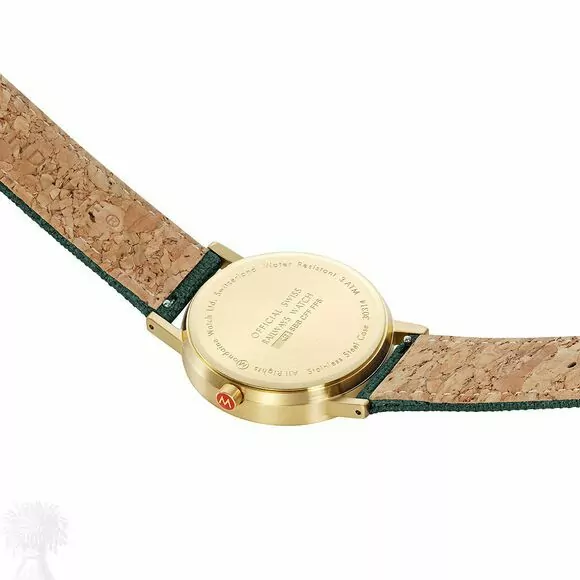 Ladies Gold Plate Mondaine Quartz Textile Strap Watch